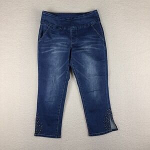 Jag Jeans Womens‎ 6P 6 Petite Classic Fit Capri Pull On Blue Dark Wash Denim